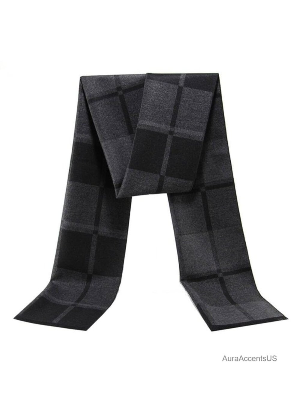 Plaid Tartan Winter Scarf Men's with Tassels Polyester Blend